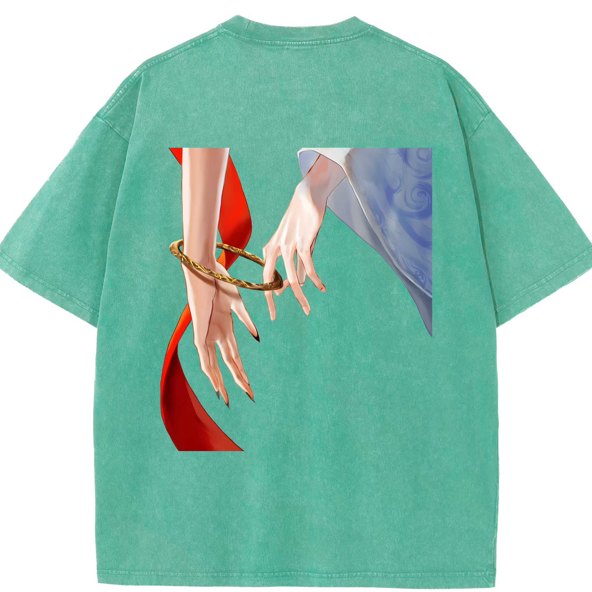 （画像用） Ne Zha 2 ナタ 魔童の大暴れ 綿100% ヴィンテージ風 半袖Tシャツ（背面プリント）